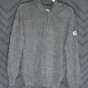 Straight Down Cashmere Hooded Sweater | Heather Charcoal Grey | Size Small